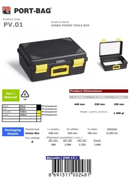 Portbag PV01 Usta Takım Çantası Jumbo - 3