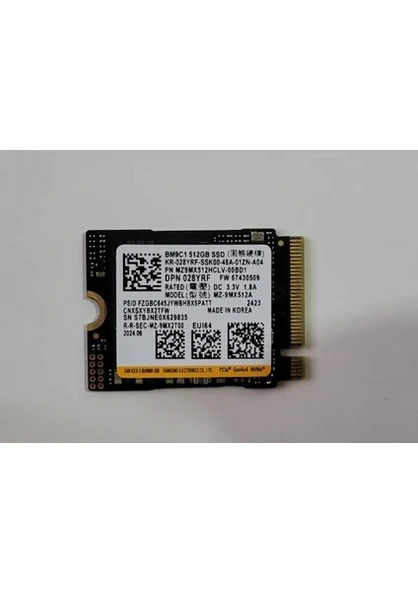 SAMSUNG BM9C1 2230 512GB M.2 PCIE 3100/1800 SSD (Kutusuz) 9MX512A
