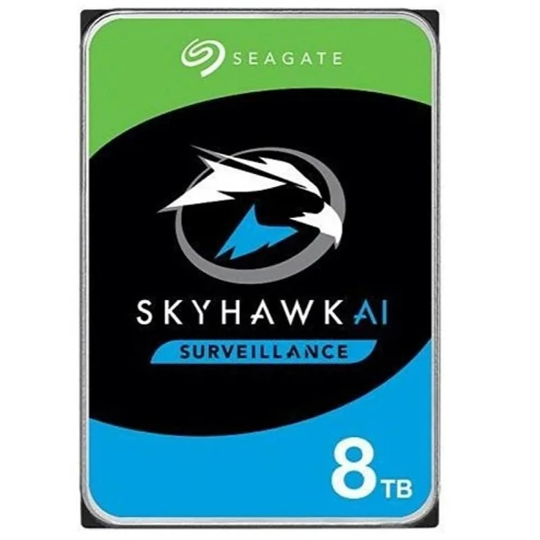 8 TB SEAGATE 3.5 SKYHAWK AI SATA 7200RPM 256MB 7/24 GUVENLIK ST8000VE001 (5 YIL RESMI DIST GARANTILI) ürün görseli 1