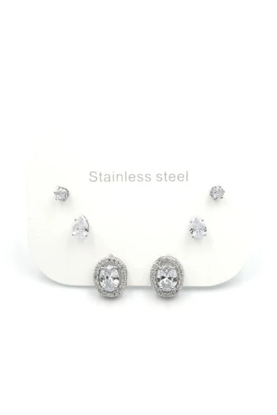 Çoklu Taşlı Küpe - Gümüş ürün görseli 1