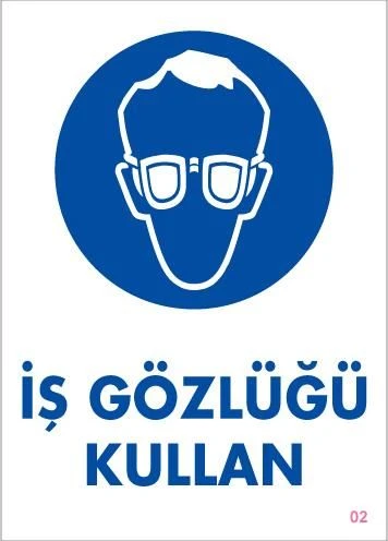 İş Gözlüğü Kullan Uyarı Levhası 25x35 KOD:2 - 1