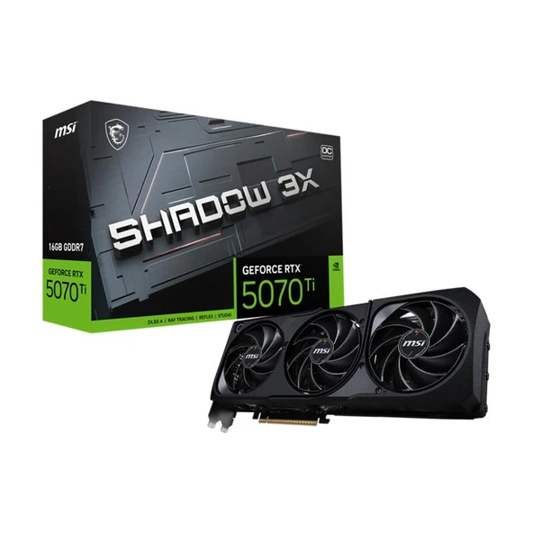 MSI GEFORCE RTX5070TI 16G SHADOW 3X OC 16GB GDDR7 256BIT 1XHDMI 3XDP EKRAN KARTI ürün görseli 1