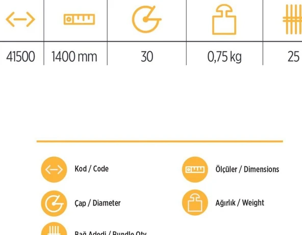 YKS 41500 Tırmık Sapı 140 cm - 2