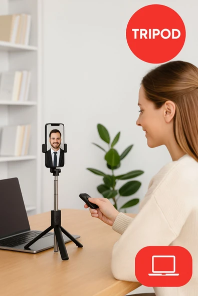 Işıklı Bluetooth Selfie Çubuğu Tripod | Uzaktan Kumandalı Vlog & Canlı Yayın Standı - 5