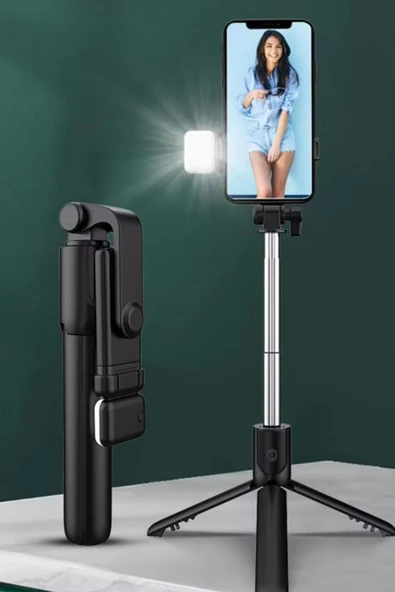 ® Kendiliğinden LED Işıklı Kumandalı Uzayabilen Selfie Çubuğu,Masa Üstü Tripod - 2