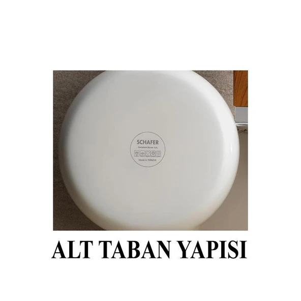 Schafer Ceramoni Seramik Tava 24 Cm Cam Kapaklı – Krem - 5