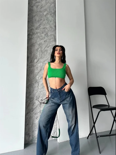 Baggy süper taş bıyık yıkama kahve tint jeans pantolon d2007 - 5