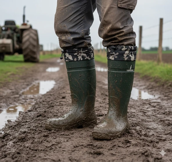 Konçlu PU Uzun Avcı Çizmesi - Su Geçirmez - Kaymaz Taban - Thermoking - Balıkçı Çiftçi Çizme - Resim 8