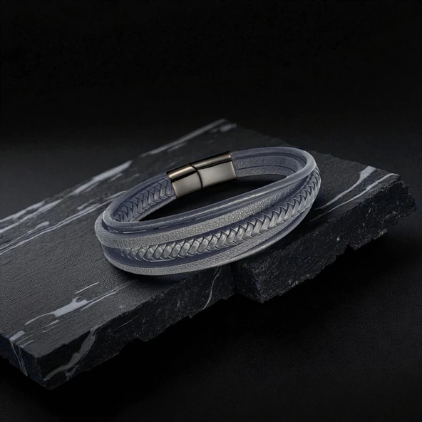 Siyah Çoklu Deri Bileklik 31833B2D2 - Resim 2