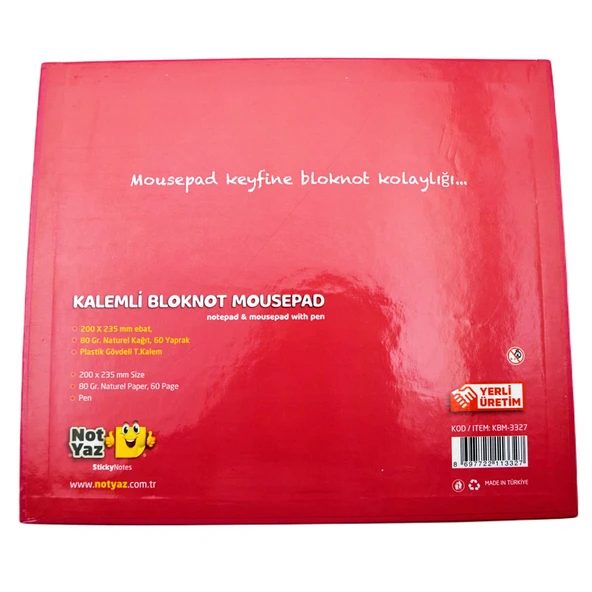 NotYaz 23x27 60 Yaprak Kalemli Bloknot Mousepad Haftalık Planlayıcı  AKLINDA TUT (KBM-3327) - 2