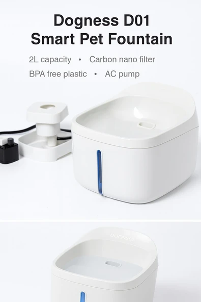 Dogness D01 Akıllı Su Pınarı 2 Lt - Sessiz Pompa, 3 Katmanlı Filtre, LED Uyarı Sistemli - 2
