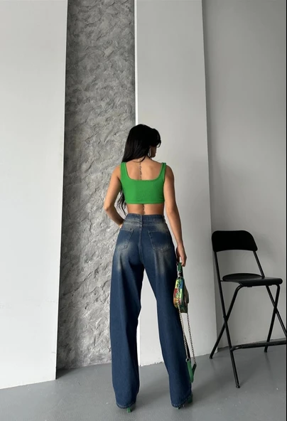 Baggy süper taş bıyık yıkama kahve tint jeans pantolon d2007 - Resim 2