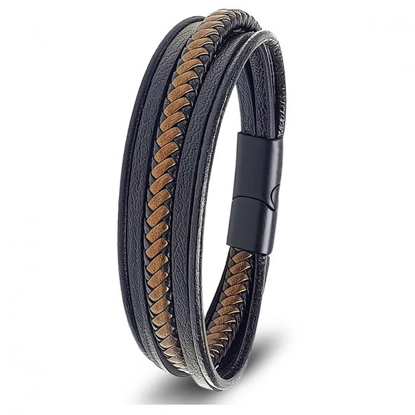 Siyah Kahve Çoklu Deri Bileklik 31833B2D1