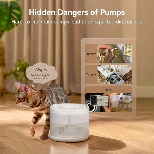 Cheerble E1 Otomatik Kedi Su Pınarı 2 Lt - Şarjlı, Sessiz, Filtreli ve Taşınabilir Tasarım - 3