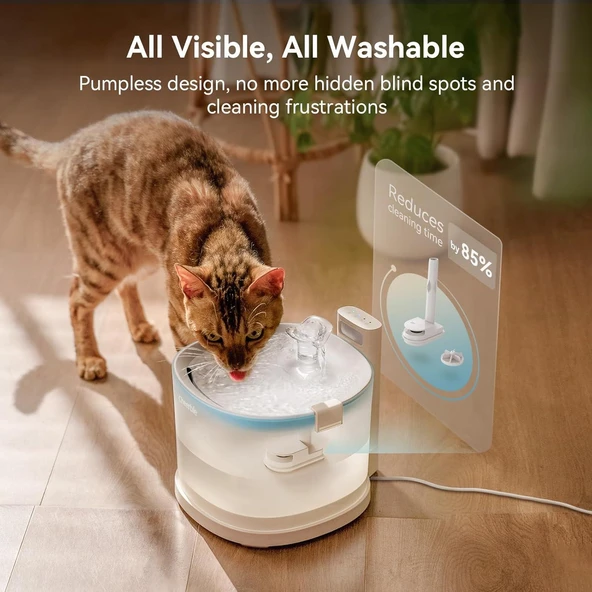 Cheerble E1 Otomatik Kedi Su Pınarı 2 Lt - Şarjlı, Sessiz, Filtreli ve Taşınabilir Tasarım - 4