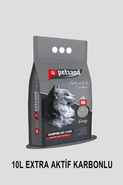 Ekstra Aktif Karbonlu Topaklaşan Bentonit Gri Kedi Kumu 10L - 1