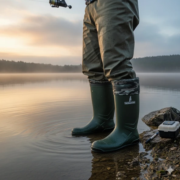 Konçlu PU Kısa Avcı Çizmesi - Su Geçirmez - Kaymaz Taban - Thermoking - Balıkçı Çiftçi Çizme - Resim 6