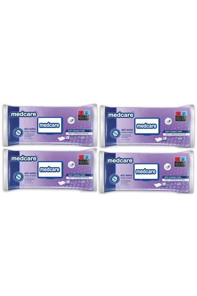 Medcare XLarge Boy Vücut ve Perine Temizleme Havlusu 30cm*30cm Ekstra Kalın 50 lik 4 Paket