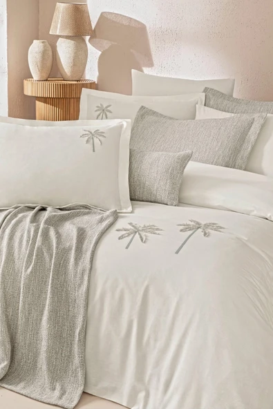 Özdilek Tropical Dream Çift Kişilik Yatak Örtülü Nevresim Takımı Gri - 3