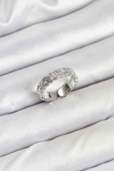 Pirinç Gümüş Renk Zirkon Taşlı Sırım Kadın Yüzük ürün görseli 1