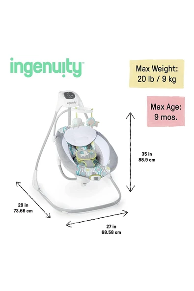 Ingenuity Simple Comfort Everston Dönenceli Salıncak ve Ev Tipi Ana Kucağı - 8