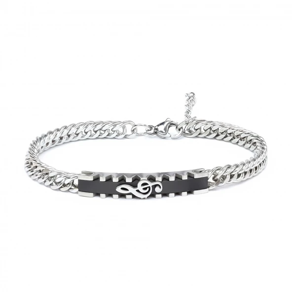 Sol Anahtarı Motifli Çelik Bileklik 3183EBF1D3 - Resim 2