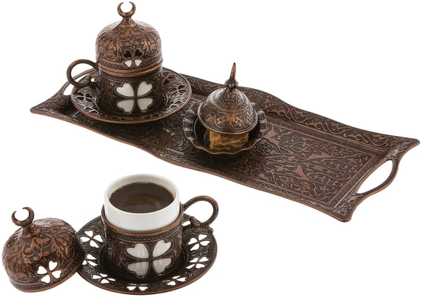 ELİF YONCA 2 Lİ KAHVE DAMAT FİNCAN SETİ BAKIR - 3