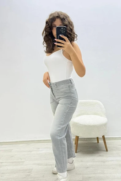 Basic Günlük Gri Jean Pantolon - 1
