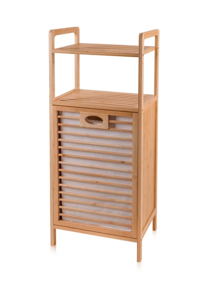 The Mia Bambu 2 Raflı Banyo Düzenleyici Dolap ve Çamaşır Sepeti 95x40x30 Cm ürün görseli