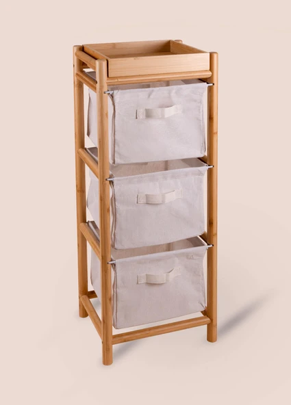 The Mia Bambu 3 Bez Çekmeceli Düzenleyici Dolap Raf 90x35x30 Cm - Resim 4