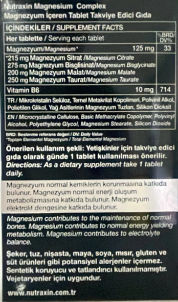 Nutraxin Magnezyum Complex Vitamin B6 60 Tablet - 2