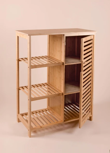 The Mia Bambu 4 Katlı Kapaklı Düzenleyici Dolap Raf 87x66x33 Cm - Resim 5