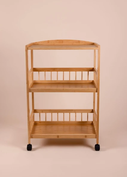 The Mia Bambu Tekerlekli 3 Katlı Düzenleyici Dolap Raf 80x53x30 Cm - Resim 6