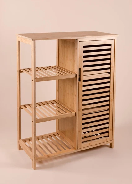 The Mia Bambu 4 Katlı Kapaklı Düzenleyici Dolap Raf 87x66x33 Cm - Resim 6