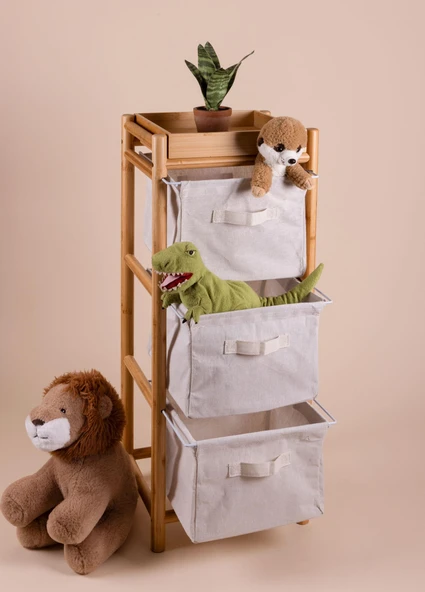 The Mia Bambu 3 Bez Çekmeceli Düzenleyici Dolap Raf 90x35x30 Cm - Resim 2