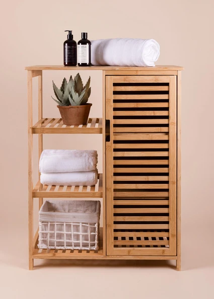 The Mia Bambu 4 Katlı Kapaklı Düzenleyici Dolap Raf 87x66x33 Cm - Resim 2