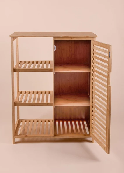 The Mia Bambu 4 Katlı Kapaklı Düzenleyici Dolap Raf 87x66x33 Cm - Resim 4