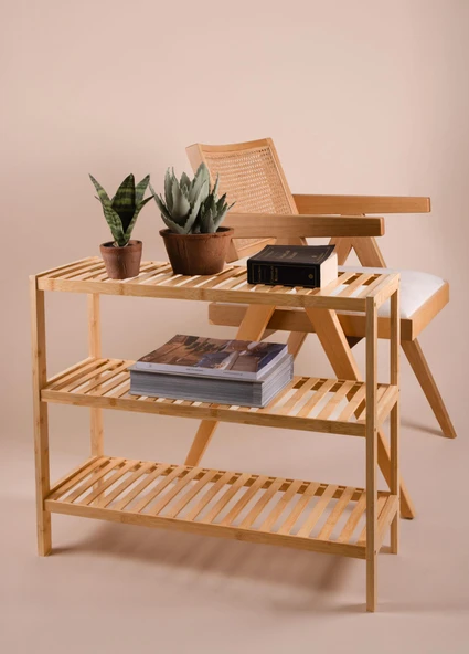 The Mia Bambu 3 Katlı Düzenleyici Dolap Raf Ayakkabılık 70x59x26 Cm - Resim 2