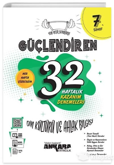 7. Sınıf Din Kültürü ve Ahlak Bilgisi Güçlendiren 32 Haftalık Kazanım Denemeleri Ankara Yayıncılık