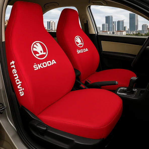 Skoda Kırmızı Renk Ön Arka Koltuk Kılıfı Penye Servis Tipi Araba Koltuk Koruyucu