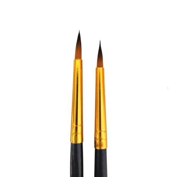 Samur 6'lı 123 Sentetik Akrilik ve Sulu Boya Fırça Seti tezhip ve minyatür - Resim 2