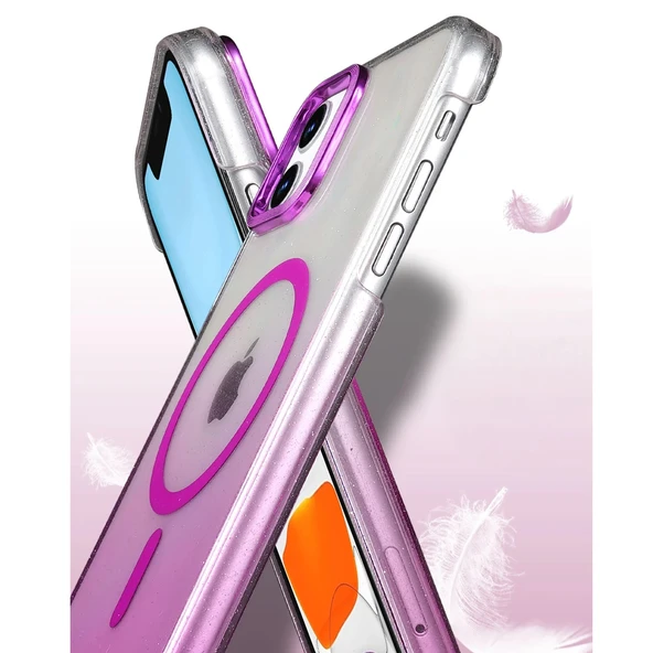 iPhone 11 Kılıf Glossy Magsafe Simli Sert Kapak - 7