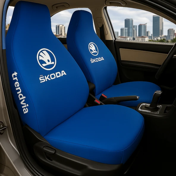 Skoda Mavi Renk Ön Arka Koltuk Kılıfı Penye Servis Tipi Araba Koltuk Koruyucu