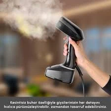 Karaca Vantuz Multisteam Buharlı Kırışık Düzleştirici Dikey El Ütüsü Siyah - Resim 3