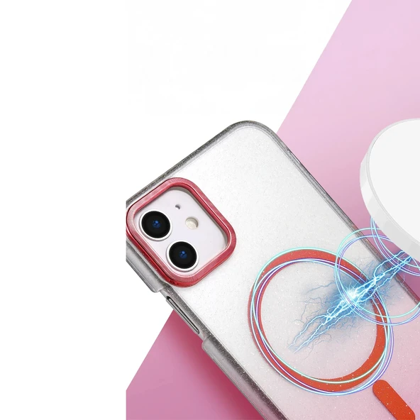 iPhone 11 Kılıf Glossy Magsafe Simli Sert Kapak - 3