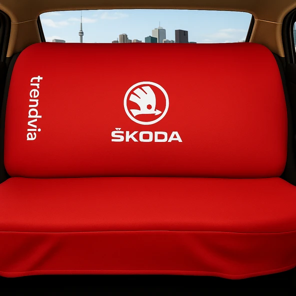 Skoda Kırmızı Renk Ön Arka Koltuk Kılıfı Penye Servis Tipi Araba Koltuk Koruyucu - 2