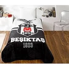 Taç Lisanslı Battaniye Beşiktaş Kara Kartal Tek Kişilik - 160 x 220 cm - Siyah - Beyaz