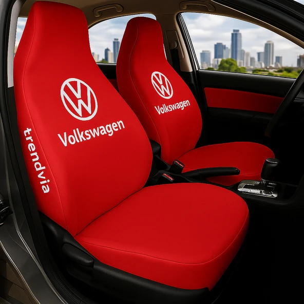 Volkswagen Kırmızı Renk Ön Arka Koltuk Kılıfı Penye Servis Tipi Araba Koltuk Koruyucu