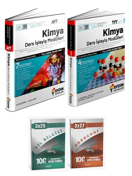 Anla Kazan + Aydın TYT AYT Kimya Ders İşleyiş Modülleri Anla Kazan Denemeleri 4 lü Set - Resim 3