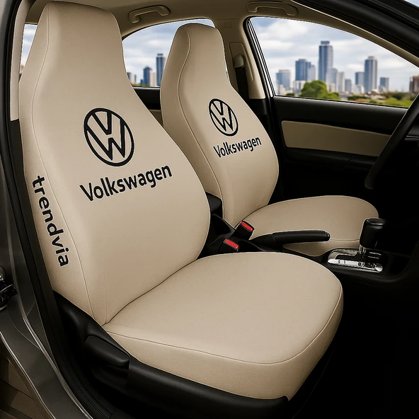 Volkswagen Bej Renk Ön Arka Koltuk Kılıfı Penye Servis Tipi Araba Koltuk Koruyucu